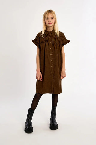 Ruched Shirt Dress - Chocolate