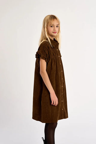Ruched Shirt Dress - Chocolate
