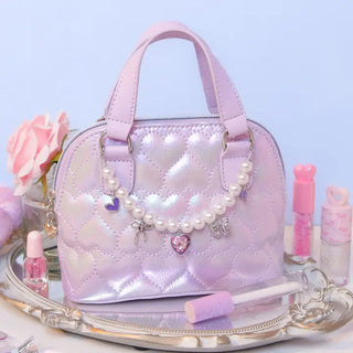 Quilted Hearts Metallic Mini Satchel Crossbody Bag