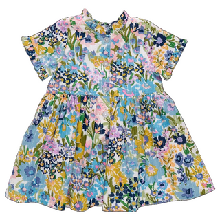 Pink Chicken Blue Large Sketched Floral Dress