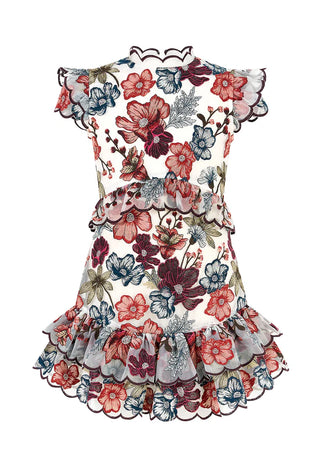 Marlo Kids Elana Floral Embroidered Sleeve Mini Dress