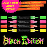 Black Edition 4Pc Shake & Paint Neon Markers