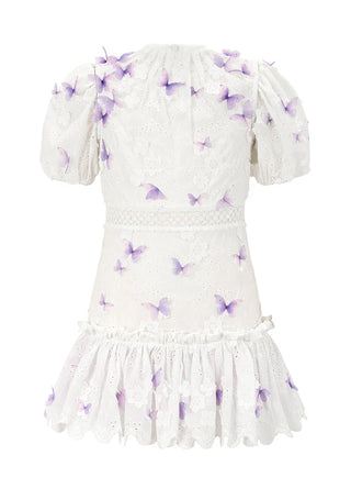 Marlo Kids Eve Butterfly Ivory/Lilac Mini Dress