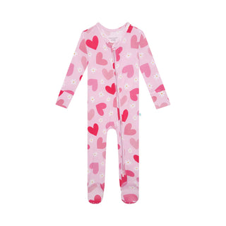 Posh Peanut One Piece Daisy Love Zippered Footie