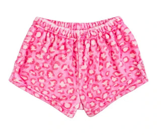 Macaron & Me Pink Leopard Plush Shorts
