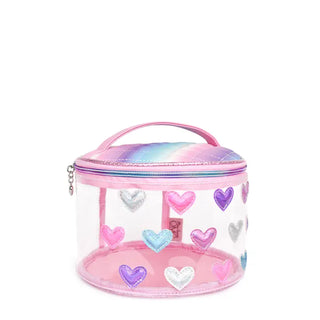 OMG! Accessories Bubblegum Heart Round Train Case