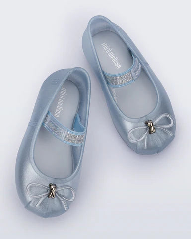 Mini Melissa Sophie Flat Baby with Bow - Pearly Blue