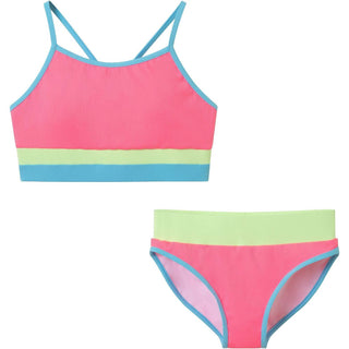 Andy & Evan Pink Rib Colorblocked Bikini