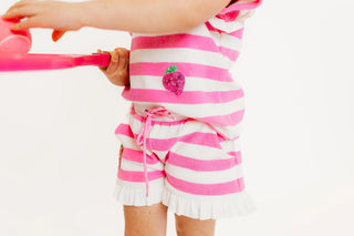 Pink Stripe Terry Cloth Strawberry Set