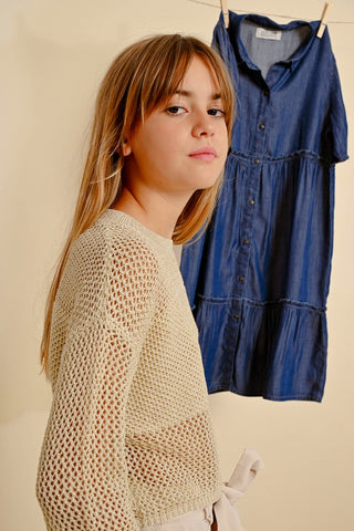 Molly Bracken Fine Knit Long-Sleeved Sweater - Beige