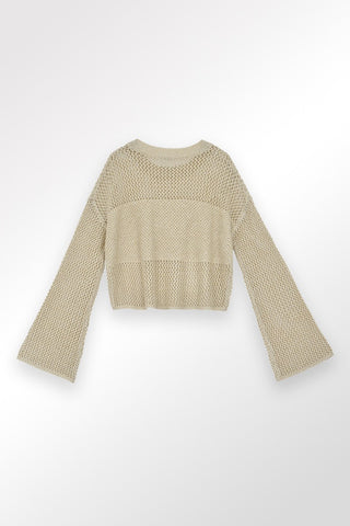 Molly Bracken Fine Knit Long-Sleeved Sweater - Beige