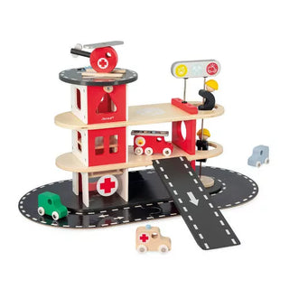 Wooden Fire Station Play Set