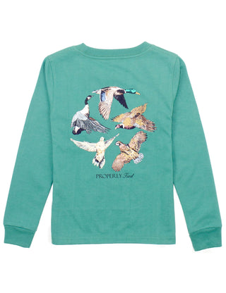 Properly Tied L/S Teal Flock Graphic Tee