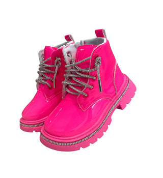 Lola and the Boys Hot Pink Patent Leather Crystal Boots