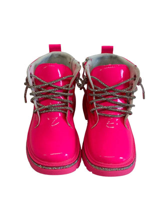 Lola and the Boys Hot Pink Patent Leather Crystal Boots