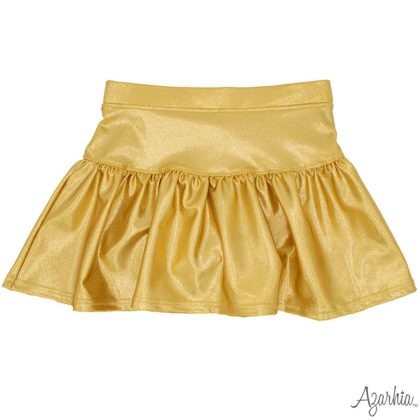 Azarhia Metallic Shimmer Gathered Skort - Gold