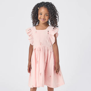 Pink Chicken Ballerina Embroidery Elsie Dress