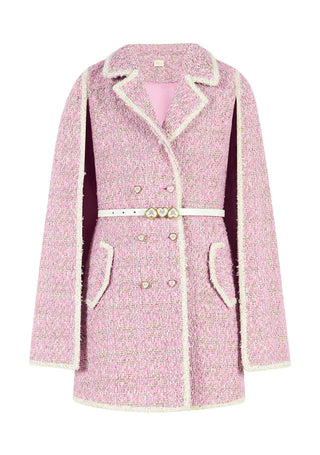Marlo Kids Glimmer Pink Tweed Cape Dress