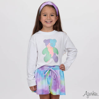 Glitter Bear White L/S Boxy Tee