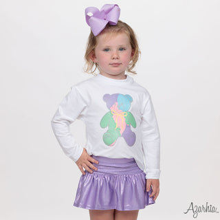 Glitter Bear White L/S Boxy Tee