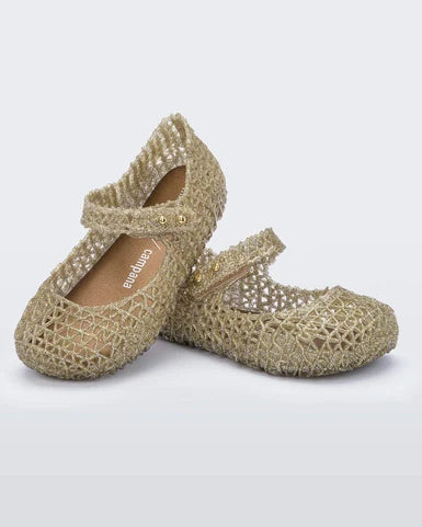 Mini Melissa Campana Papel Baby Shoes - Gold