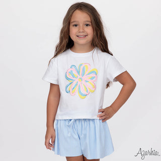 Glitter Puffy Graffiti Flowers White Boxy