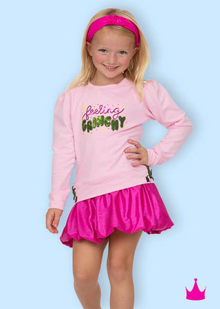 Sequin Feeling Grinchy Pink Holly Sweatshirt