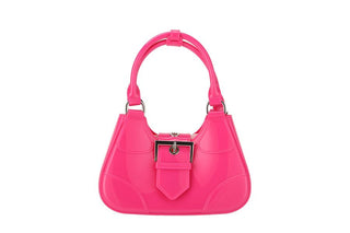 Jelly Top Handle Small Purse with Belt Latch - Hot Pink