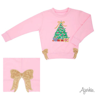 Glitter CHRISTMAS TREE on Pink Holly Sweatshirt