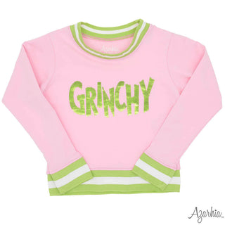 Grinchy Sequin CHRISTMAS on Pink Sweatshirt