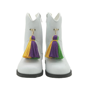 KIDS Majorette White Mardi Gras Marching Boots - ACT FAST!!!