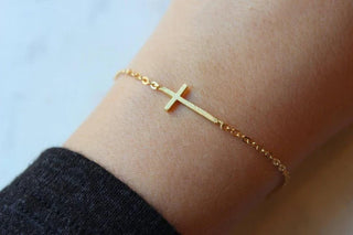 Laalee Sideways Gold Cross Bracelet
