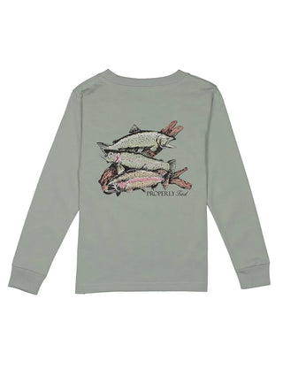 Properly Tied Boys Trout Trio Longsleeve - Chrome Grey