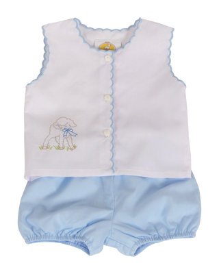 The Yellow Lamb Diaper Cover Set - Blue Lamb