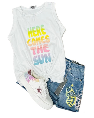 Rock Candy White Here Comes the Sun Tank Top