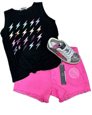 Rock Candy Black Foil Lightning Tank Top