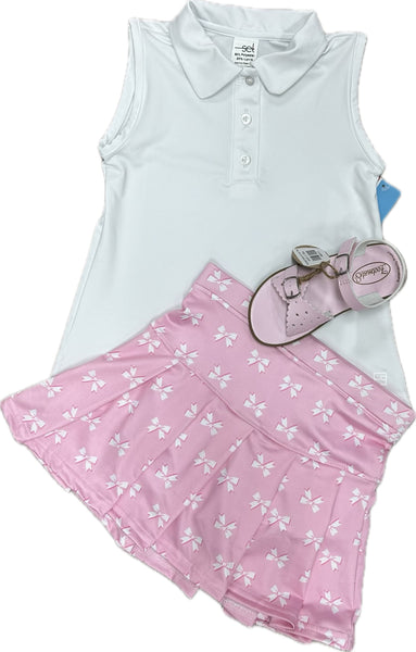 Azarhia Athleisure Pink Tiny Bows Tennis Skirt