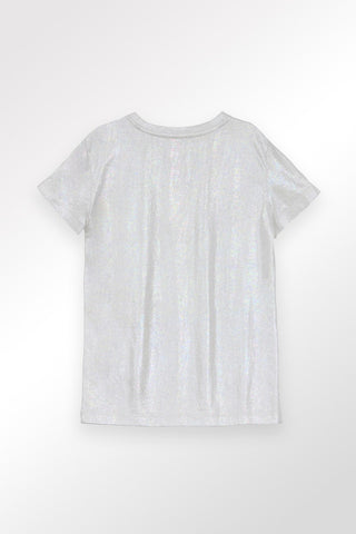 Molly Bracken Iridescent Knit Tee - White