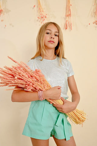 Molly Bracken Iridescent Knit Tee - Mint