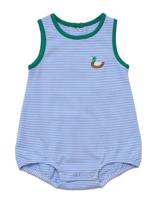 Itsy Bitsy Blue Striped Knit Bubble - Duck