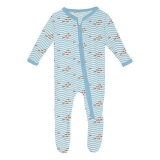 Kickee 2 Way Zipper Footie - Fresh Air Little Fishy