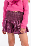 Molly Bracken Girls Lamé Shorts with Smocked Waist-Pink
