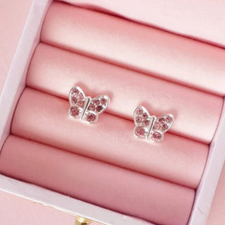 Lauren Hinkley Pink Crystal Butterfly Earrings in Box