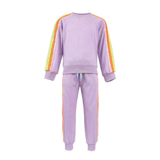 Lola and the Boys Lavender Rainbow Sequin Stripes Jogger Set