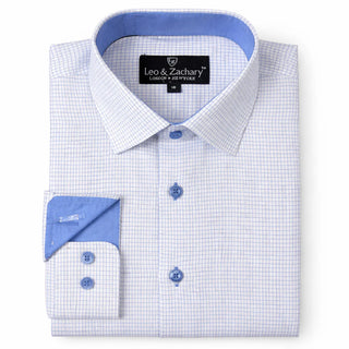Leo & Zachary Blue Mini Window Dress Shirt