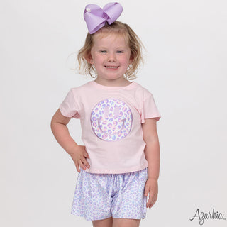 Glitter Leopard Love Smiley Pink Boxy Tee