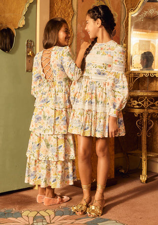 Marlo Kids Lina Floral Embroidered Mini Dress