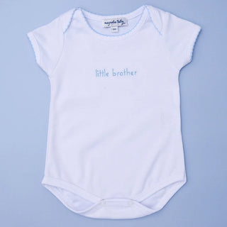 Magnolia Baby Little Brother Blue Embroidered Bodysuit