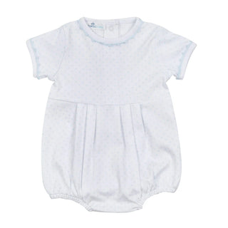 Magnolia Baby Mini Dots Blue Short Sleeve Boy Bubble
