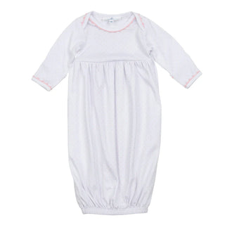 Magnolia Baby Mini Dots Pink Gathered Gown